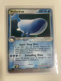 Pokemon TCG Wailord EX Sandstorm Holo Rare Card 100/100 LP Condition - Image 1