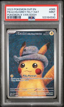 2023 PSA 9 Graded Pokemon Pikachu With Grey Felt Hat 085 Pokemon X Van Gogh - Image 1
