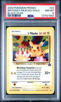 2000 POKEMON PROMO BLACK STAR #24 BIRTHDAY PIKACHU-HOLO PSA 8 - Image 1