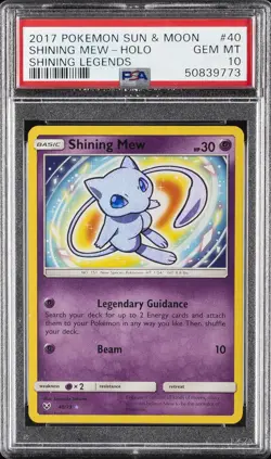 2017 POKEMON SUN & MOON SHINING LEGENDS #40 SHINING MEW-HOLO PSA 10 - Image 1