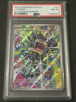 2023 POKEMON PAR EN-PARADOX RIFT ILLUSTRATION RARE #212 LOUDRED PSA 8 - Image 1