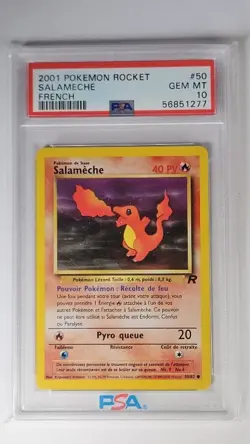 PSA 10 FRENCH SALAMECHE 2001 Pokemon Team Rocket CHARMANDER - Image 1
