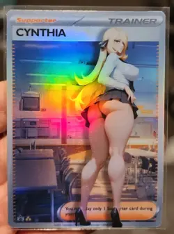 Cynthia - Anime - Waifu - Pokemon - Trainer - DIY - Full Art - Holographic - Image 1