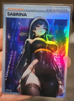 Sabrina - Anime - Waifu - Pokemon - Trainer - DIY - Full Art - Holographic - Image 1