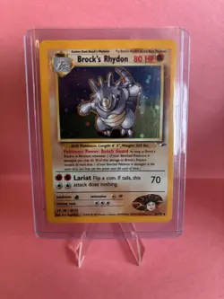Brock’s Rhydon 2/132 Gym Hero’s Holo NM Condition Pokemon Card - Image 1