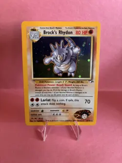 Brock’s Rhydon 2/132 Gym Hero’s Holo NM Condition Pokemon Card - Image 3