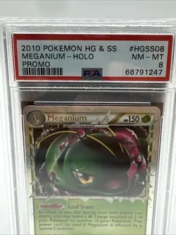 2010 POKEMON HEARTGOLD & SOULSILVER PROMO #HGSS08 MEGANIUM-HOLO PSA 8 - Image 3