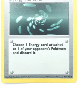 Energy Removal 92/102 Shadowless Edition Base Set Pokemon Card - Image 3