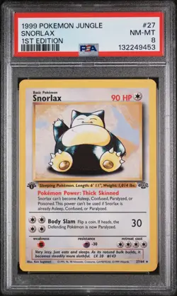 Snorlax 27/64 1st Edition Jungle Regular WOTC Vintage Pokemon PSA 8 - Image 1
