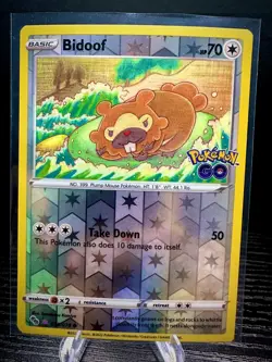 Bidoof 059/078 Peelable Ditto Reverse Holo Pokemon GO Stamp Pokemon TCG Card NM - Image 1
