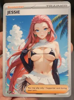 Jessie - Pokemon - Waifu - Goddess - DIY - Full Art - Glossy - Trainer Card - Image 1