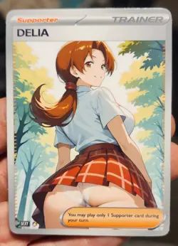 Delia - Pokemon - Waifu - Goddess - DIY - Full Art - Glossy - Trainer Card - Image 1