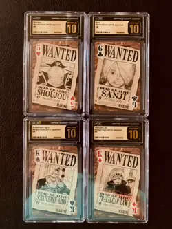 Sanji, Trafalgar Law + Two.....4 Pristine 10 2015 One Piece Wanted Deck Cards - Image 1