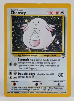 Pokemon Chansey Holo Card 3/130 Base Set 2nd Edition - Image 1