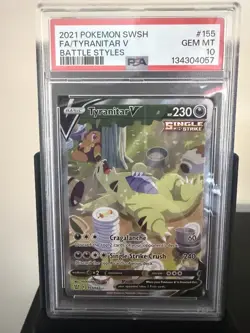 Pokemon TCG Tyranitar V Full Art Ultra Rare Alternate Art 155/163 PSA10 - Image 1