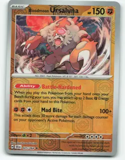 Bloodmoon Ursaluna 025/064 Reverse Holo, Pokemon TCG Shrouded Fable NM - Image 1