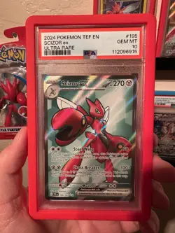 2024 POKEMON TEF EN-TEMPORAL FORCES ULTRA RARE #195 SCIZOR EX PSA 10 - Image 1