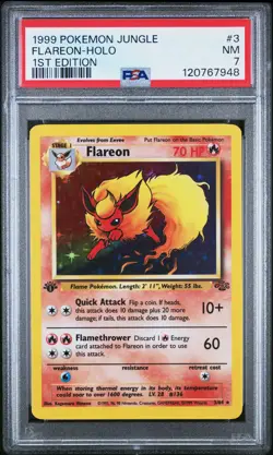 1999 POKEMON JUNGLE 1ST ED #3 FLAREON-HOLO PSA 7 - Image 1