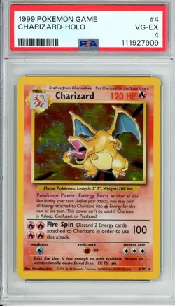 1999 POKEMON GAME #4 CHARIZARD HOLO PSA 4 - Image 1