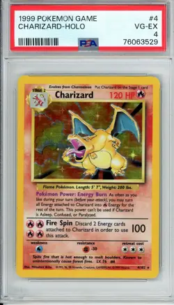 1999 POKEMON GAME #4 CHARIZARD HOLO PSA 4 - Image 1