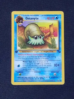 Pokemon Fossil "Omanyte" 52/62 / 1st Edition Common / Lightly Played - Image 1