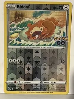 Bidoof Reverse Holo 059/078 Pokemon GO NM Pokemon Fast Ship - Image 1