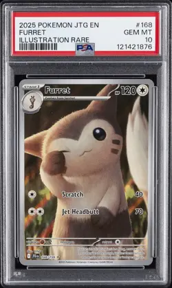 2025 POKEMON JTG EN-JOURNEY TOGETHER ILLUSTRATION RARE #168 FURRET PSA 10 - Image 1