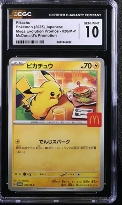 CGC 10 Pokemon Pikachu 020/m-p Mcdonald's Promotion 2025 Japanese - Image 1