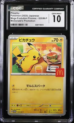 CGC 10 Pokemon Pikachu 020/m-p Mcdonald's Promotion 2025 Japanese - Image 1