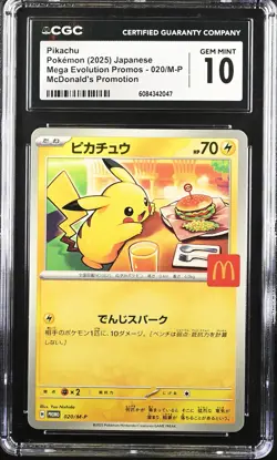 CGC 10 Graded Pokemon Pikachu 020/m-p Mcdonald's Promotion Japanese - Image 1