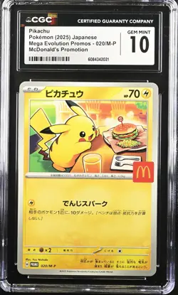 CGC 10 Graded Pokemon Pikachu 020/m-p Mcdonald's Promotion Japanese - Image 1