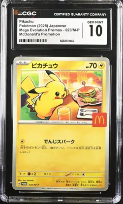 CGC 10 Graded Pokemon Pikachu 020/m-p Mcdonald's Promotion Japanese - Image 1