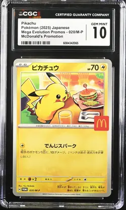 CGC 10 Graded Pokemon Pikachu 020/m-p Mcdonald's Promotion Japanese - Image 1