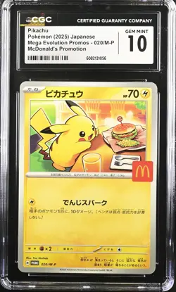 CGC 10 Graded Pokemon Pikachu 020/m-p Mcdonald's Promotion Japanese - Image 1