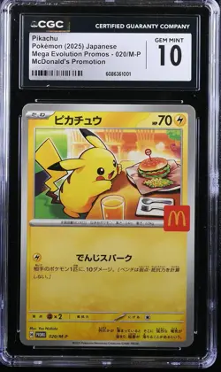 CGC 10 Pokemon Pikachu 020/m-p Mcdonald's Promotion 2025 Japanese - Image 1