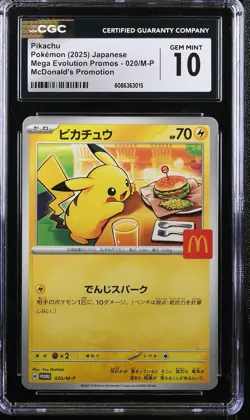 CGC 10 Pokemon Pikachu 020/m-p Mcdonald's Promotion 2025 Japanese - Image 1