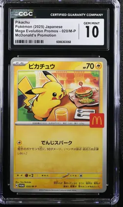 CGC 10 Pokemon Pikachu 020/m-p Mcdonald's Promotion 2025 Japanese - Image 1
