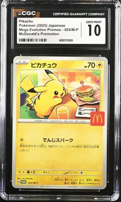 CGC 10 Graded Pokemon Pikachu 020/m-p Mcdonald's Promotion Japanese - Image 1