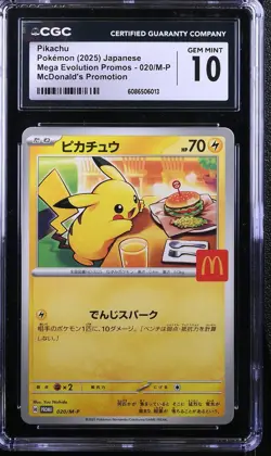 CGC 10 Pokemon Pikachu 020/m-p Mcdonald's Promotion 2025 Japanese - Image 1
