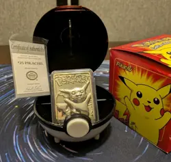 Pokemon PIKACHU 23k Gold Plated Trading Card 1999 Burger King Promo w/COA & Box - Image 1