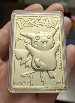 Pokemon PIKACHU 23k Gold Plated Trading Card 1999 Burger King Promo w/COA & Box - Image 2