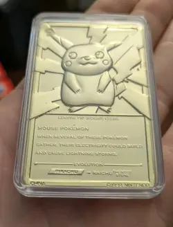 Pokemon PIKACHU 23k Gold Plated Trading Card 1999 Burger King Promo w/COA & Box - Image 3