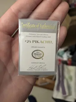 Pokemon PIKACHU 23k Gold Plated Trading Card 1999 Burger King Promo w/COA & Box - Image 4