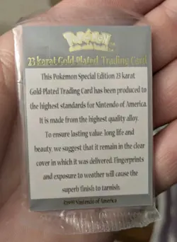 Pokemon PIKACHU 23k Gold Plated Trading Card 1999 Burger King Promo w/COA & Box - Image 5