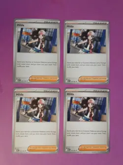 Pokemon Playset White Flare Hilda 084/086 (4) Trainer Supporter Cards Playset x4 - Image 1