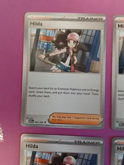 Pokemon Playset White Flare Hilda 084/086 (4) Trainer Supporter Cards Playset x4 - Image 3