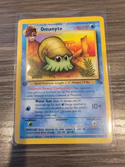 Omanyte 52/62 1st Edition Fossil Set 1999 Pokemon Card - LP - Image 1