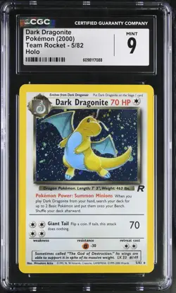 CGC 9 MINT Dark Dragonite 2000 Team Rocket 5/82 Holo Pokemon Card - Image 1