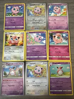 Jigglypuff Wigglytuff Pokemon Card Collection Lot Of 9 With Reverse Holos - Image 1