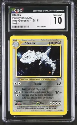 CGC 10 GEM MINT Steelix 2000 Neo Genesis 15/111 Holo SWIRL Pokemon Card - Image 1